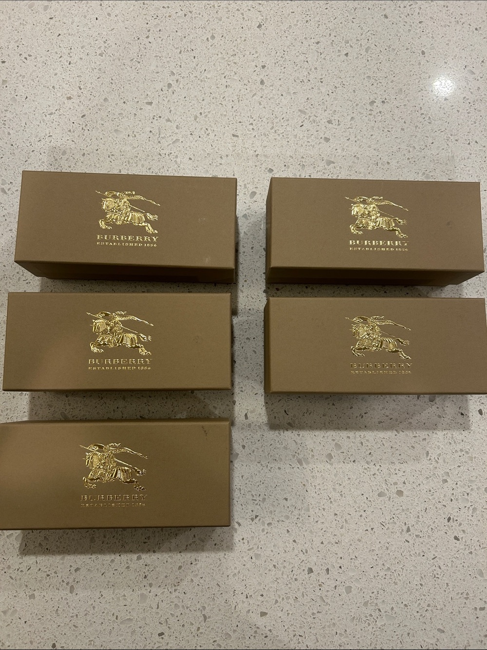 Burberry Brown Boxes with Gold Equestrian Logo - Set of 5